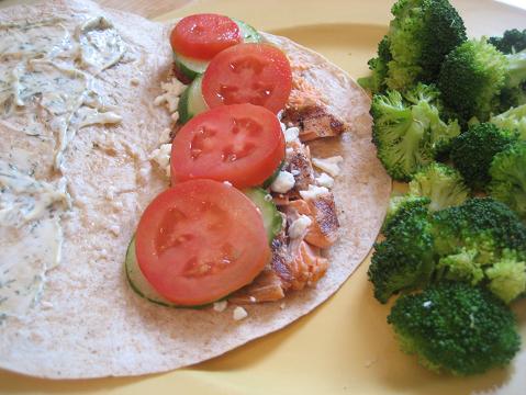 Trout Wrap with Steamed Broccoli 