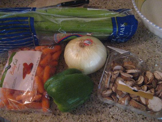 Carrots, Onion, Celery, Green Pepper, 'Shrooms