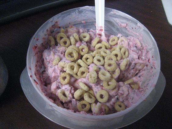topped with cheerios